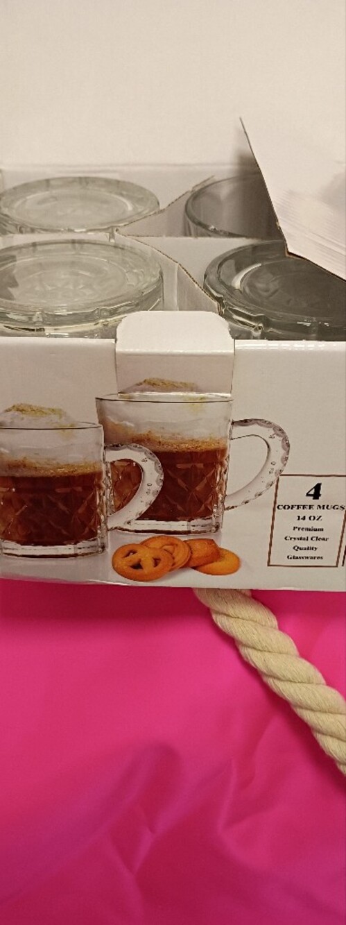 Crystal Clear Glass Coffee Mugs - Set of 4